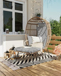 Oversized Rattan Egg Chair with Ottoman and Cushion R48227