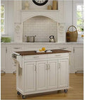White Kitchen Cart with Oak Top N6674