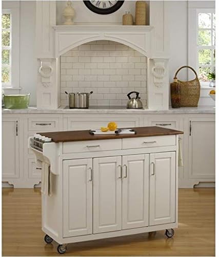 White Kitchen Cart with Oak Top N6674