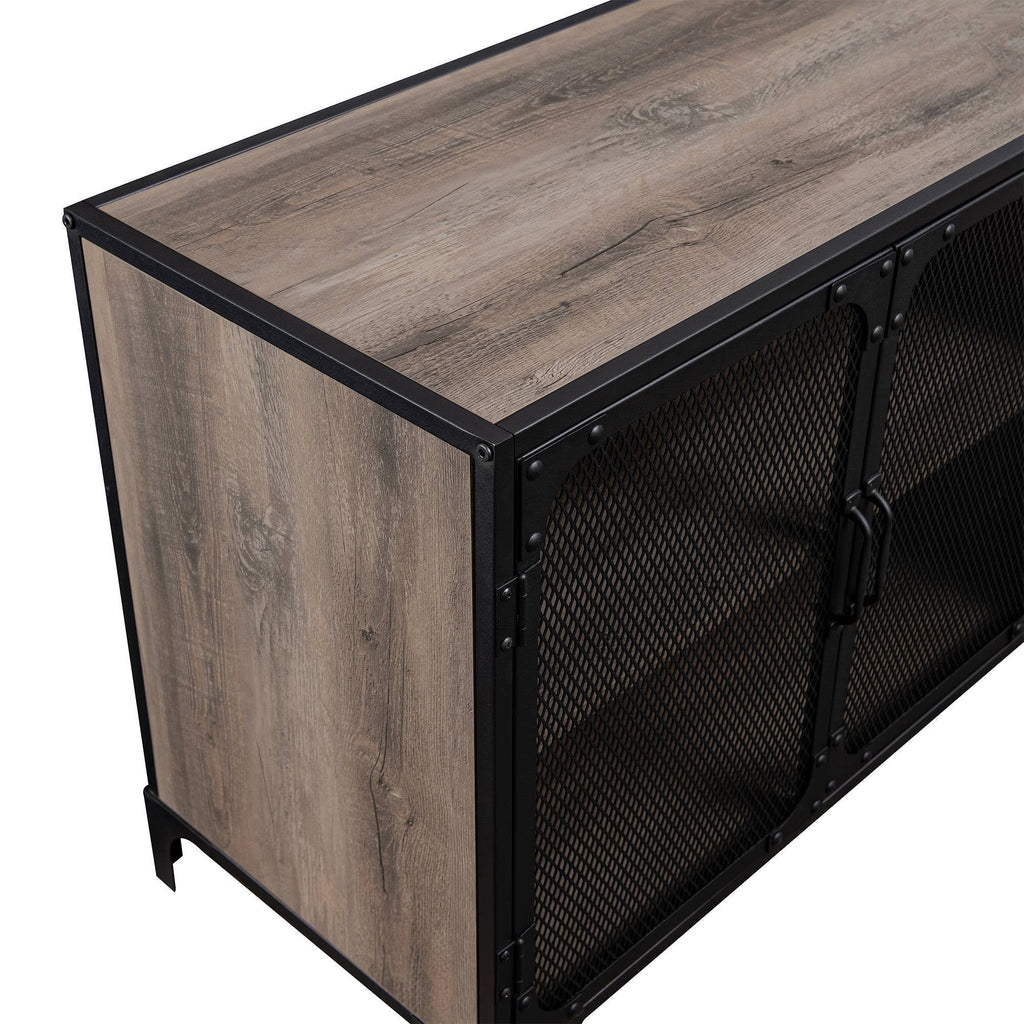 Gray Wash Metal Mesh TV Stand L802