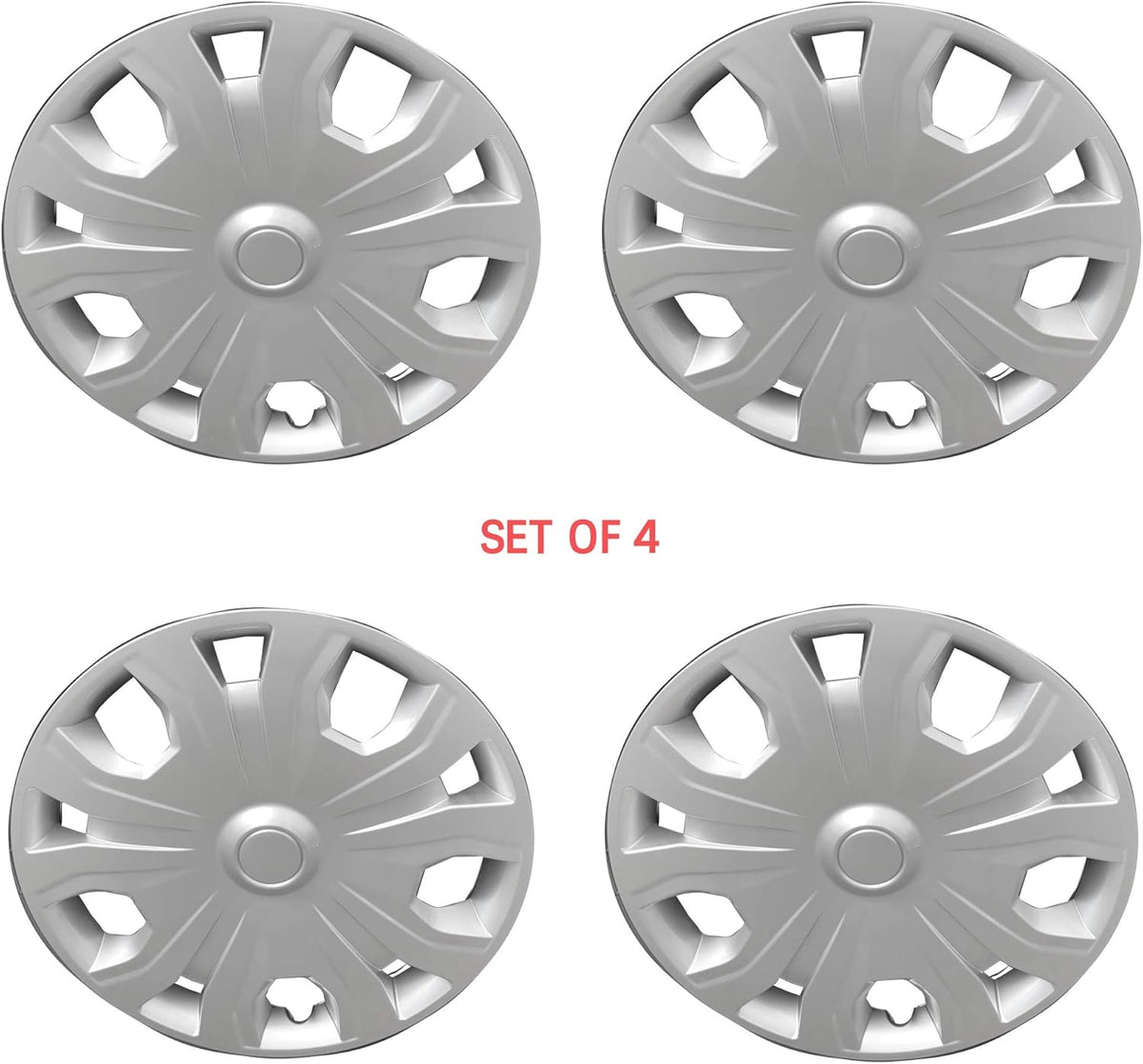 Silver 16 Inch 5 Split Spoke Painted ABS Wheel Covers Set of 4 N91674