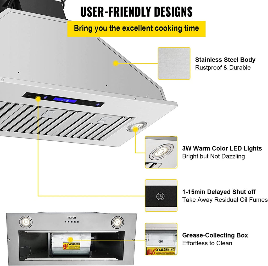 36 in. Stainless Steel Built-in Range Hood with Remote Control F514