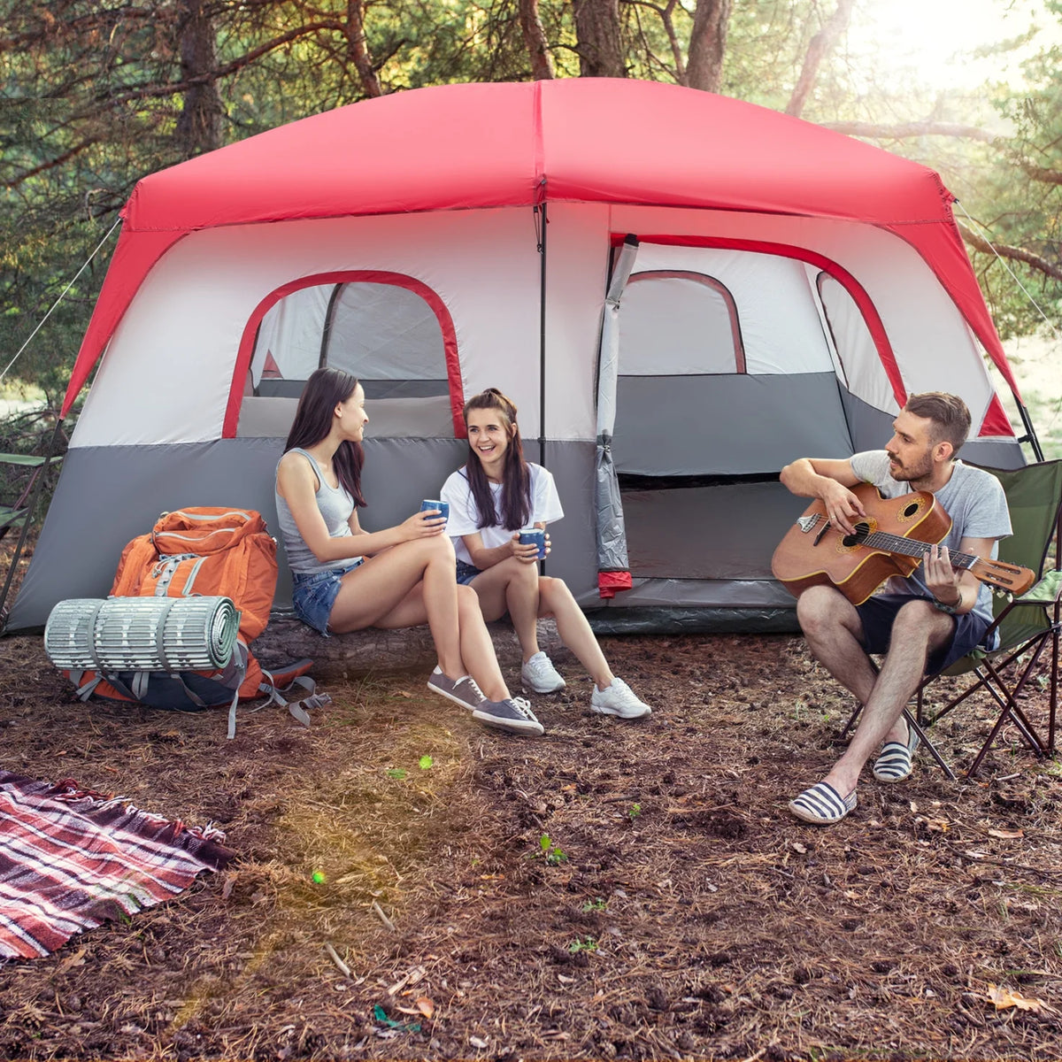 14 People Waterproof Windproof Camping Tent with 2 Doors D769649
