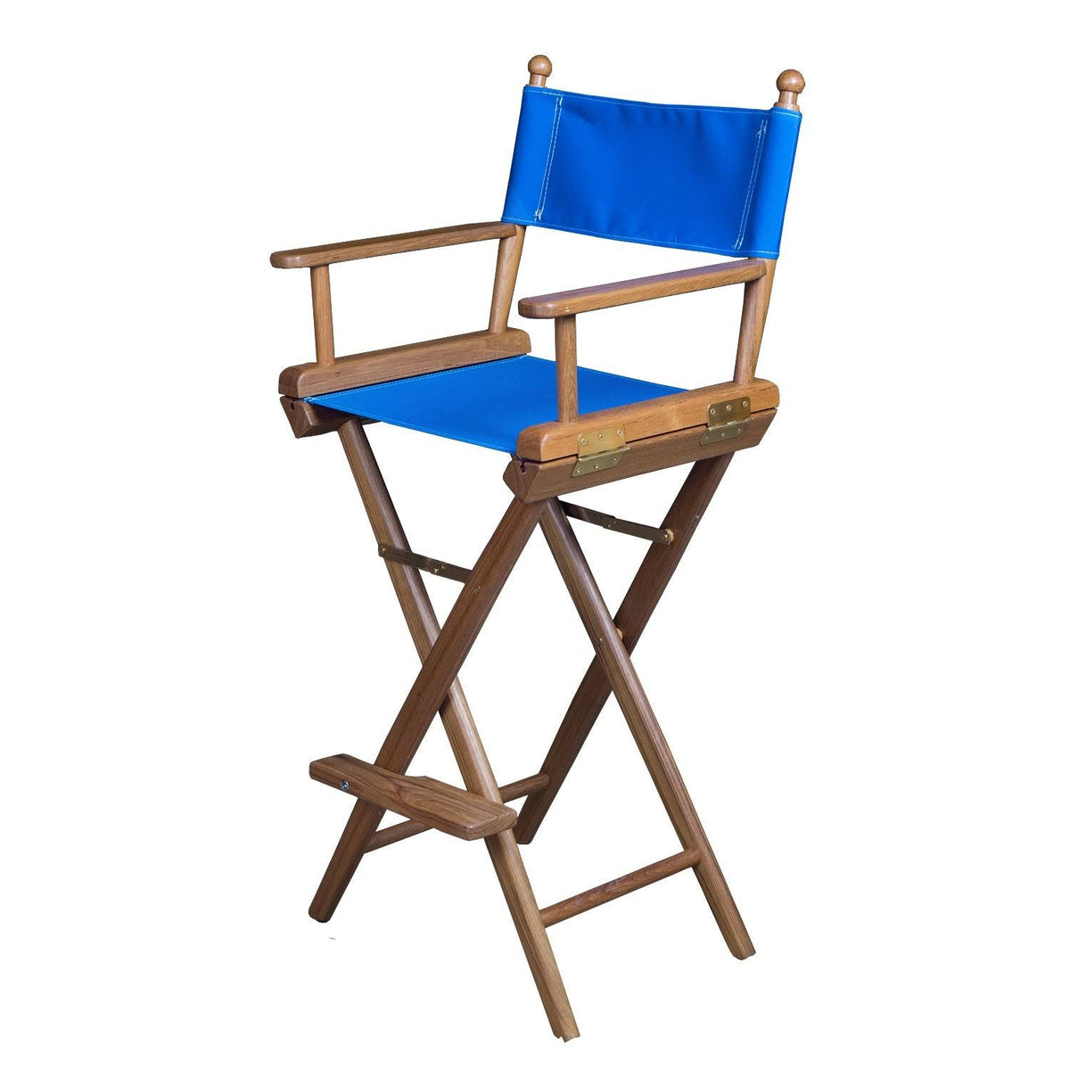 Teak Captain's Chair with Blue Seat Covers F5509