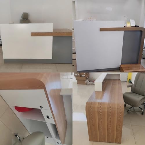 Reception Desk with Counter, Lockable Drawer & Door Cabinet, 120cm Z7349