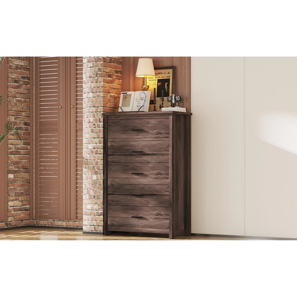 Light Gray 5 Drawer Wooden Dresser N7425