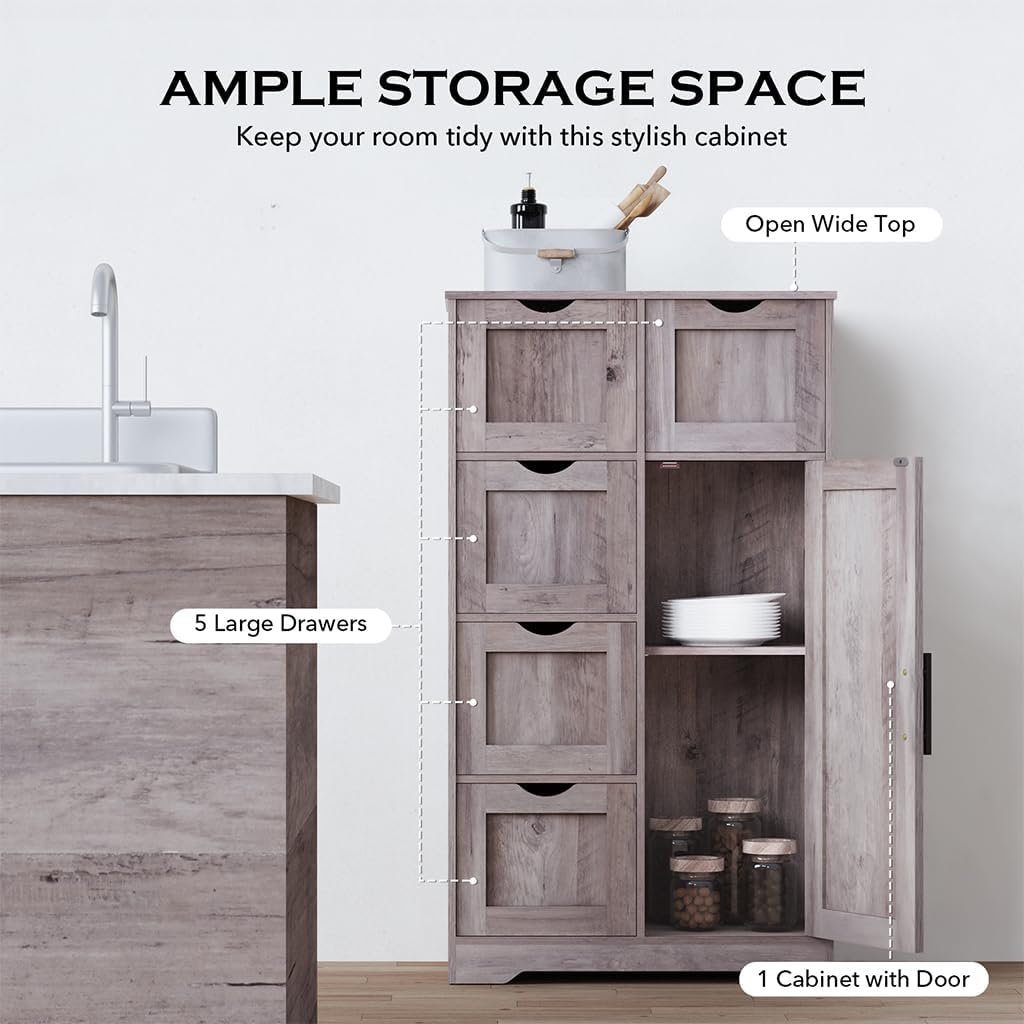Wooden 4 Drawer Floor Storage Cabinet with Adjustable Shelves X947