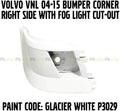 White Painted Bumper Corner Right Passenger with Fog Light Cut-out I9566