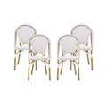 Outdoor Bistro Chair Set of 4 Gray White Bamboo Finish P502