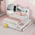 White Full Size Wood Platform Bed with Trundle and Storage Drawers U879252