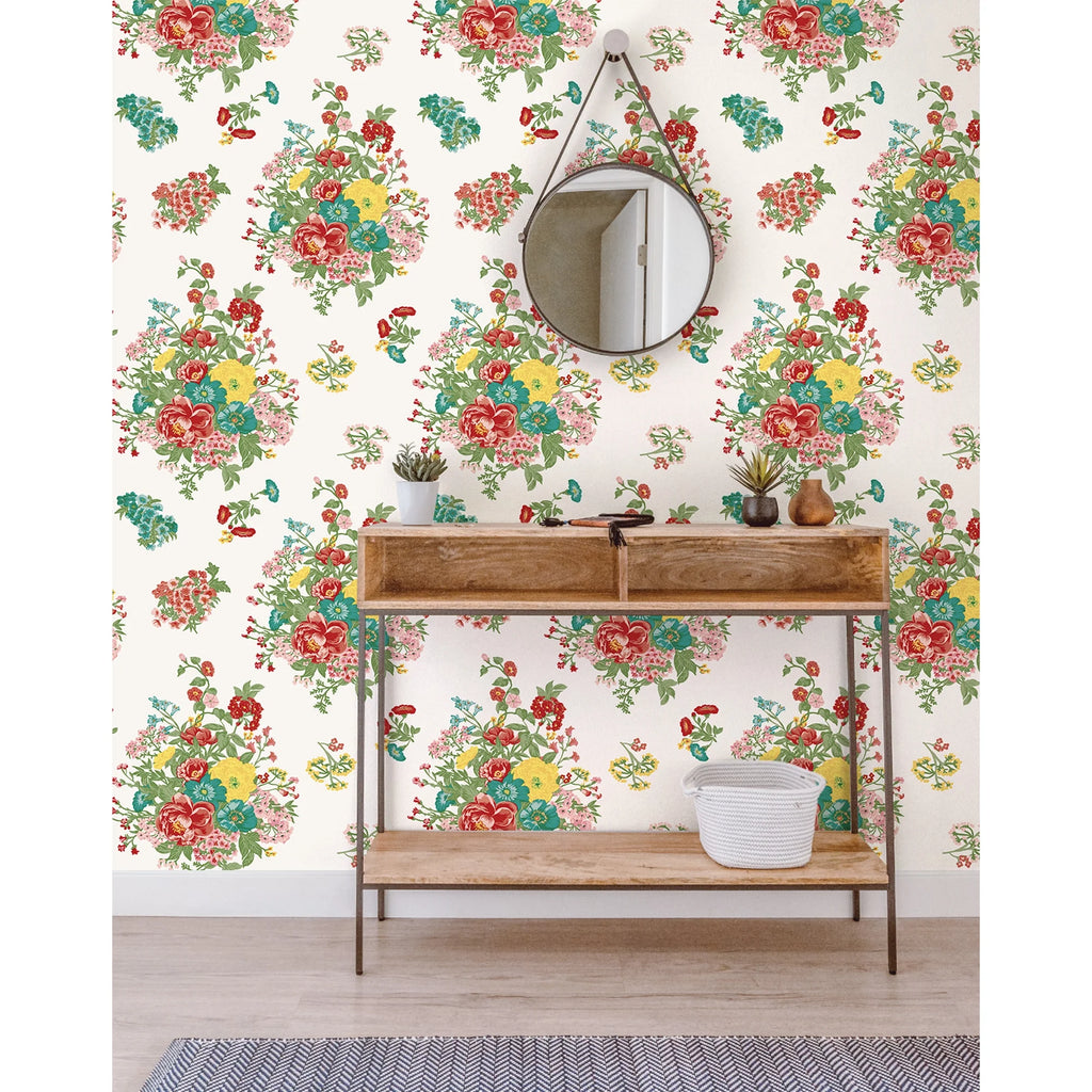 White Floral Peel and Stick Wallpaper C9400