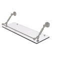 24 in. Floating Glass Shelf with Gallery Rail Satin Nickel I6745