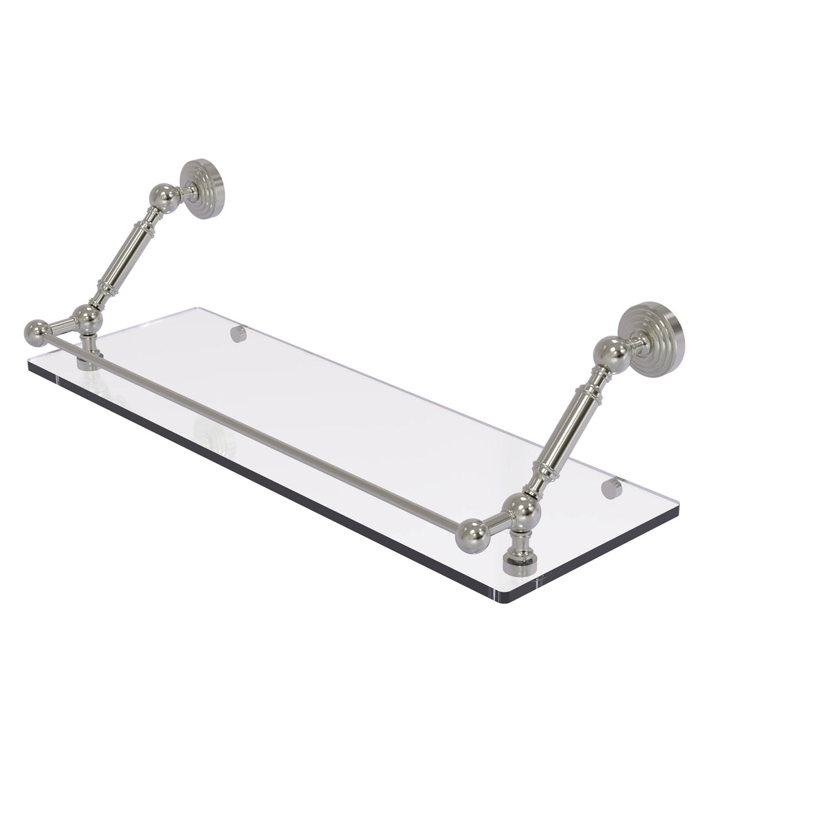 24 in. Floating Glass Shelf with Gallery Rail Satin Nickel I6745