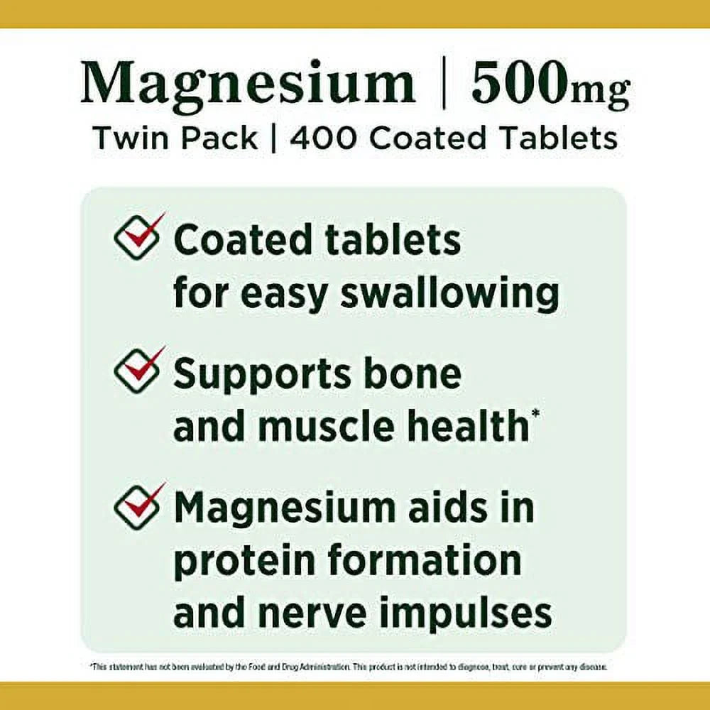400 Count Magnesium 500mg Tablets L788