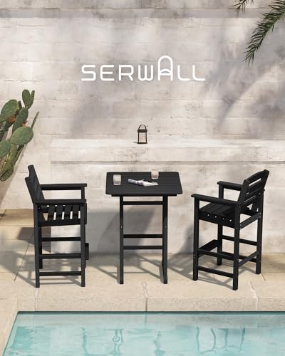 5 Pieces HDPE Adirondack Bar Chairs Set with Bar Pub Table, Black A7152