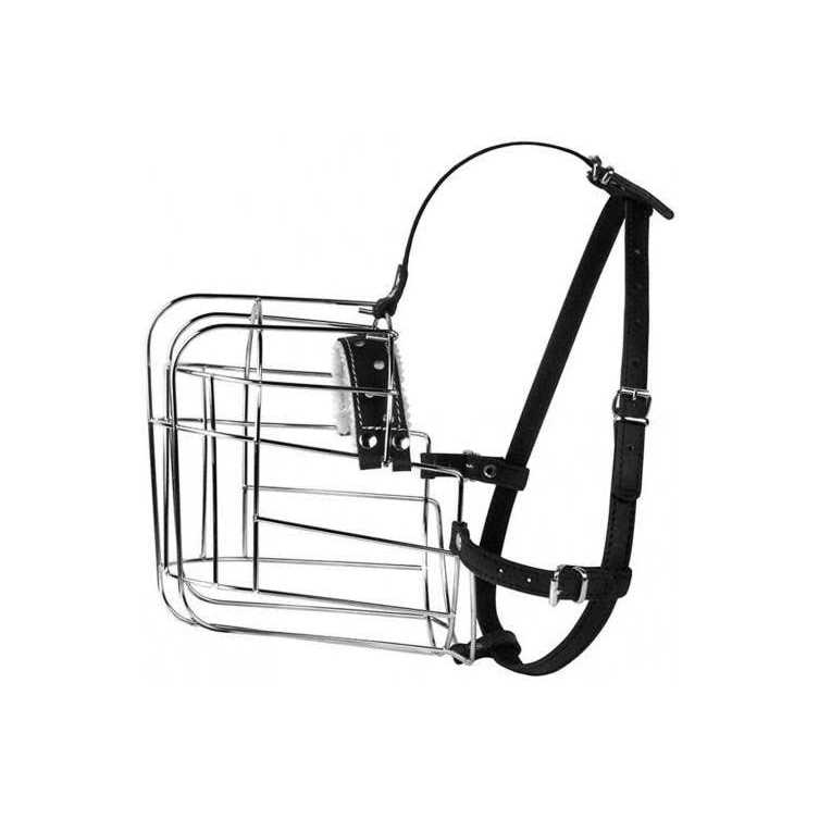 Metal Dog Muzzle Wire Basket with Leather Straps Q205696