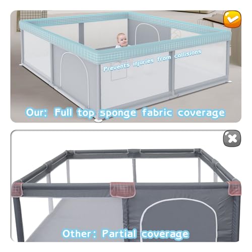 Large Baby Playpen 79x79 Inch Extra Large Kids Activity Center with Zipper Gates X7554