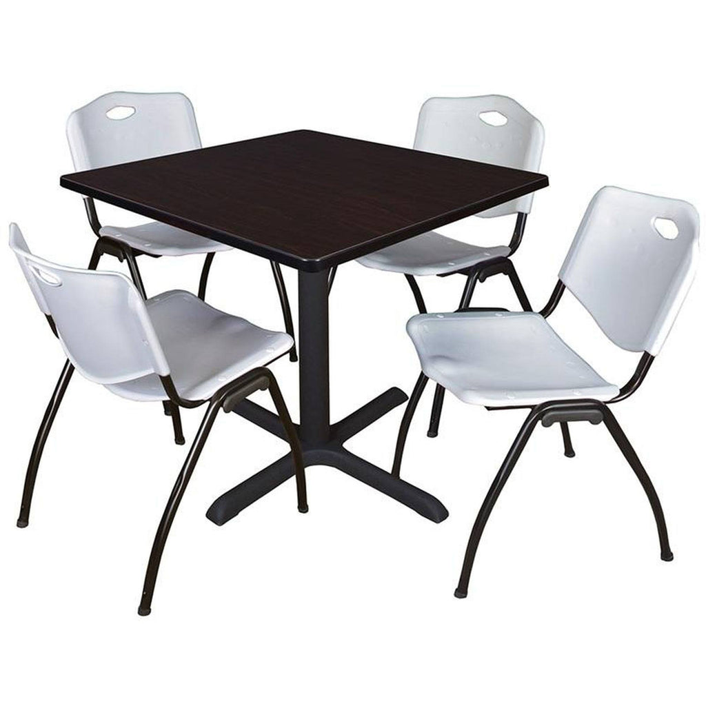 36x22 Square Breakroom Table and 4 Stack Chairs Y185