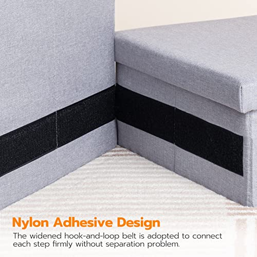 Gray 3 Steps Dog Stairs with Storage N724933