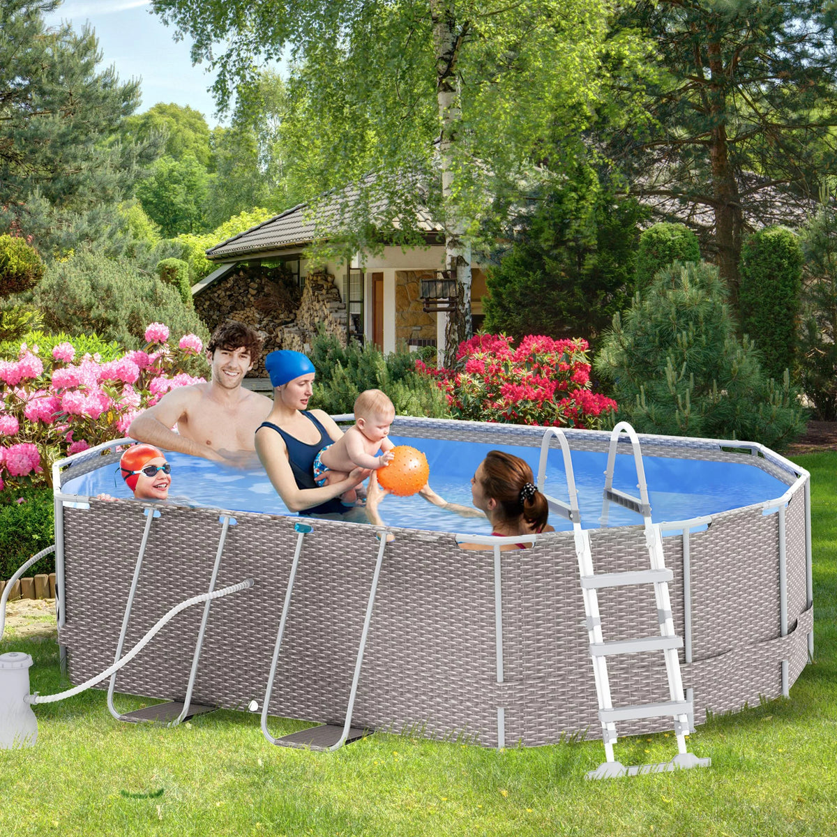 Brown Non-Inflatable Frame Swimming Pool O737
