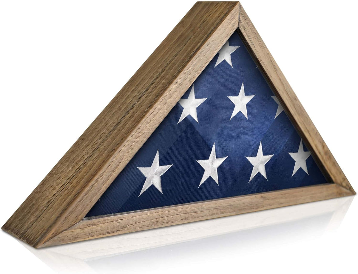 Whitewashed Solid Wood Military Flag Display Case L805