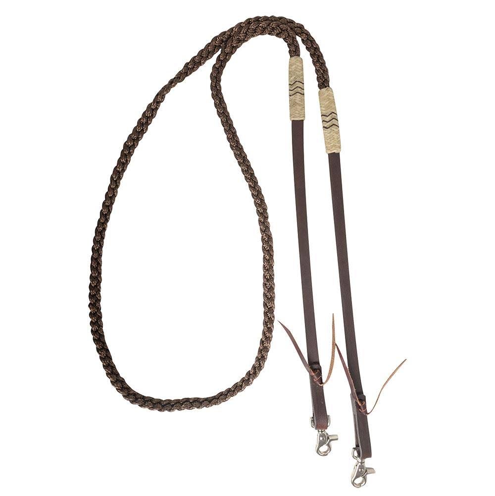 Adjustable Flat Braid Rein with Rawhide Accents T20031