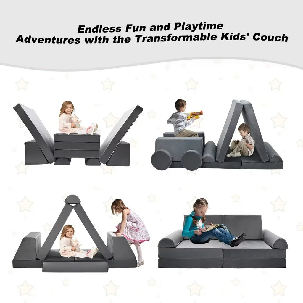 Gray 10pcs Modular Kids Couch M334
