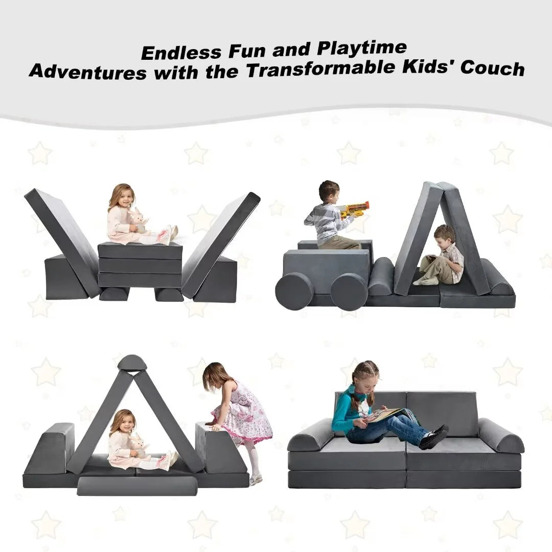 Gray 10pcs Modular Kids Couch M334