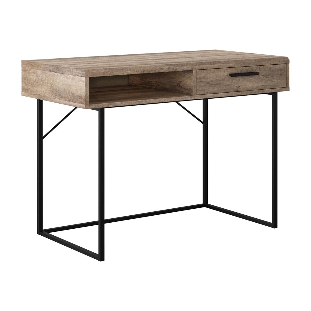 Brown Engineered Wood Grain Finish Desk with Drawer & Cubby B5889