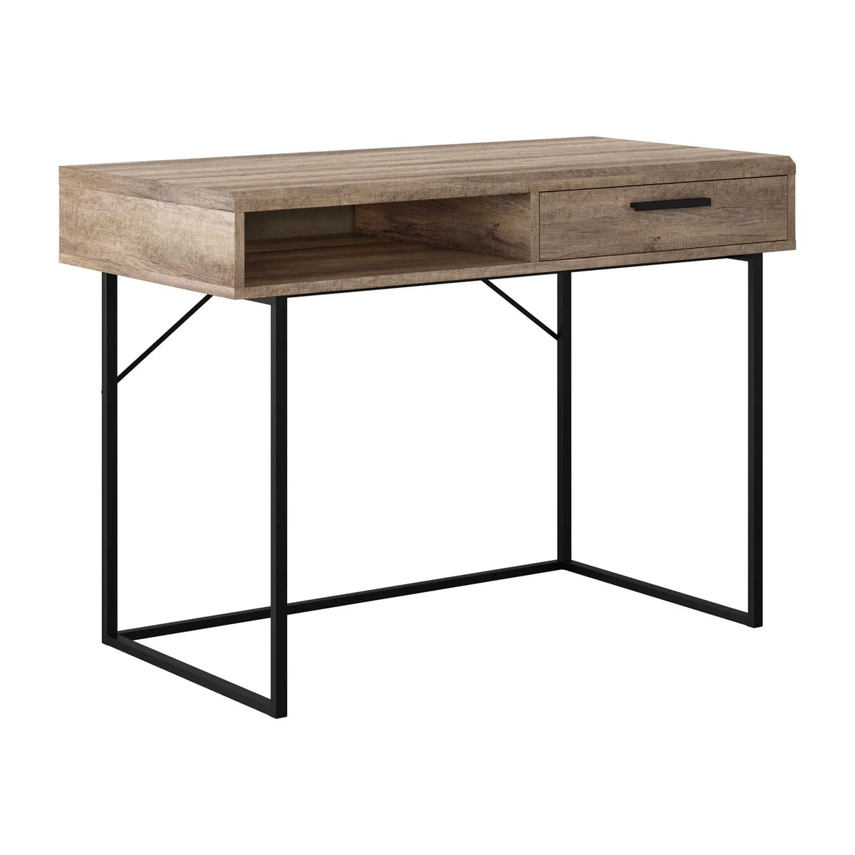 Brown Engineered Wood Grain Finish Desk with Drawer & Cubby B5889