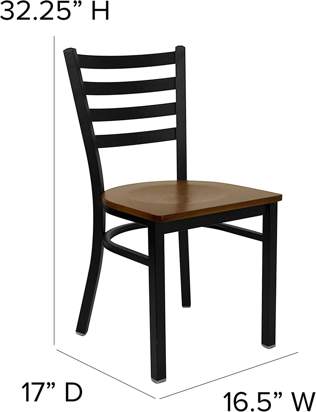 Black Ladder Back Metal Restaurant Chair with Cherry Wood Seat E18730