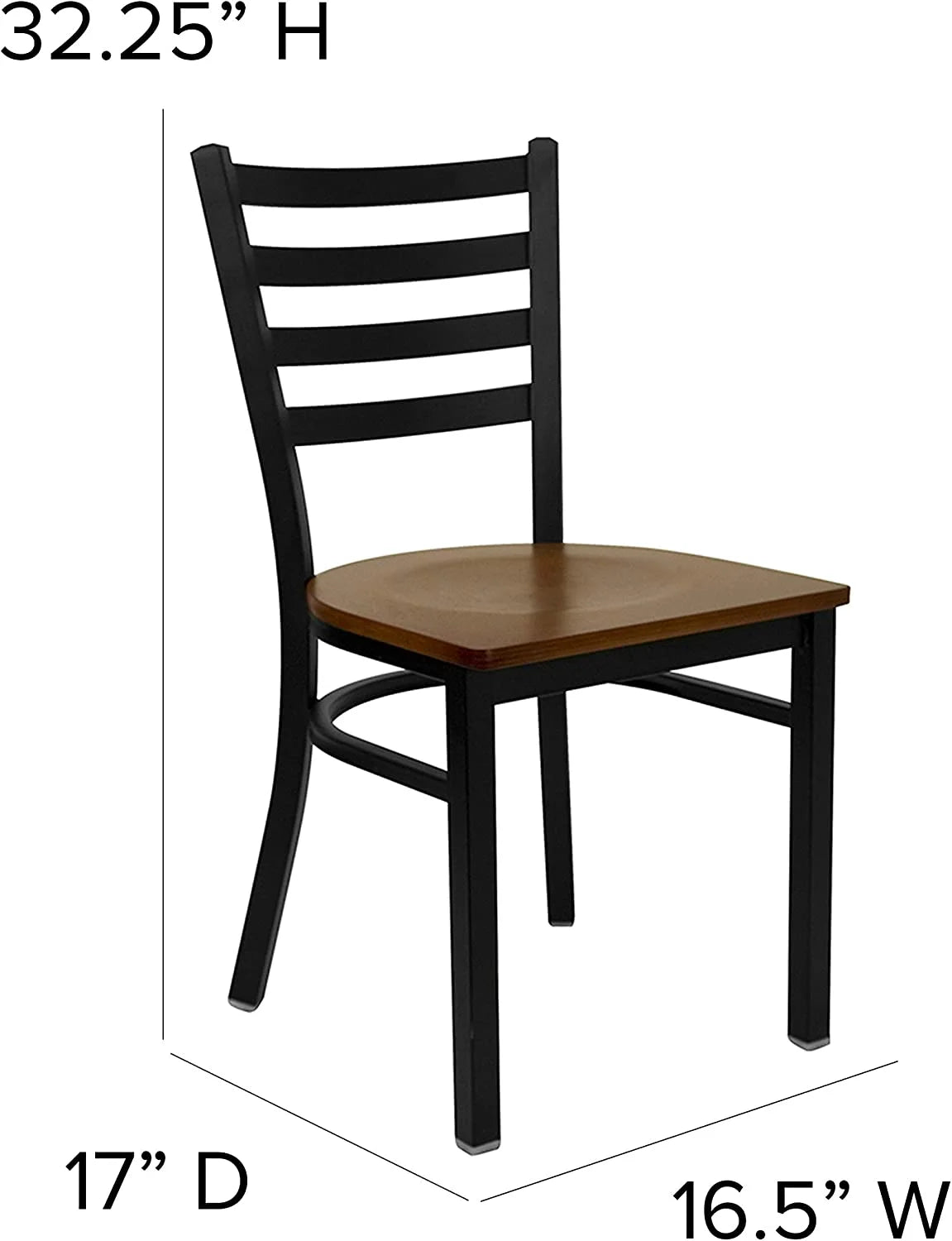Black Ladder Back Metal Restaurant Chair with Cherry Wood Seat E18730