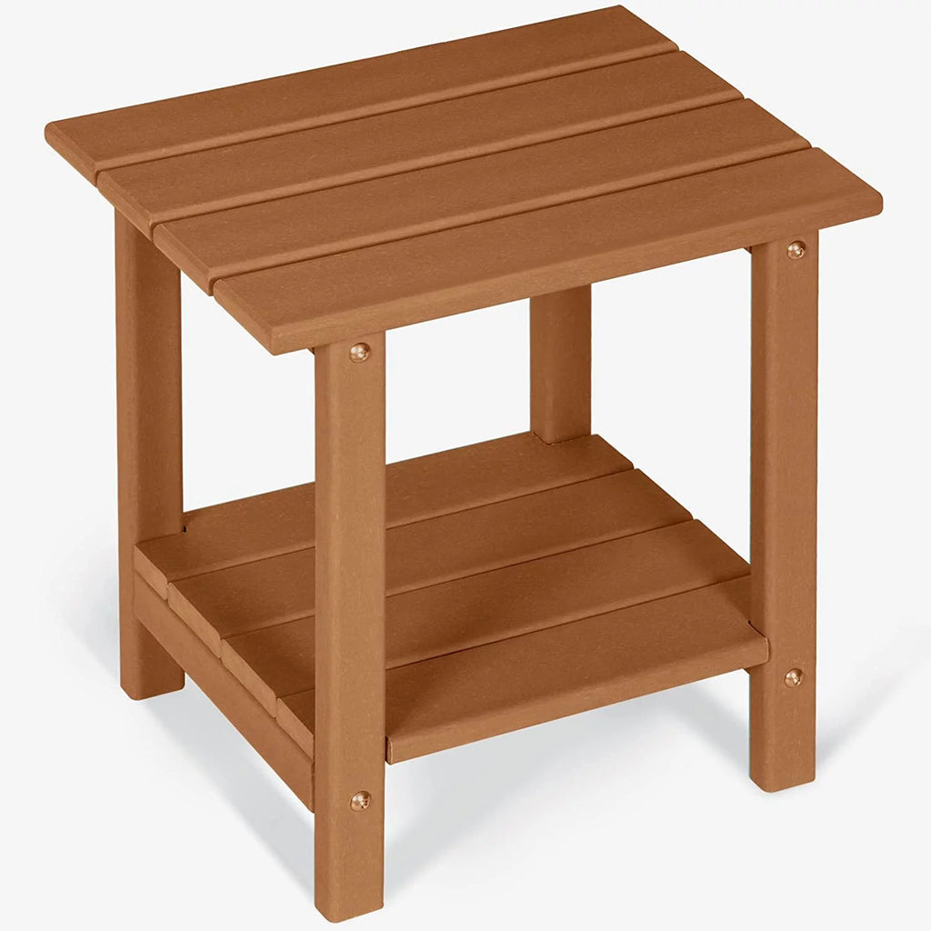 2-Tier HDPE Outdoor Side Table Rectangular Teak O62173