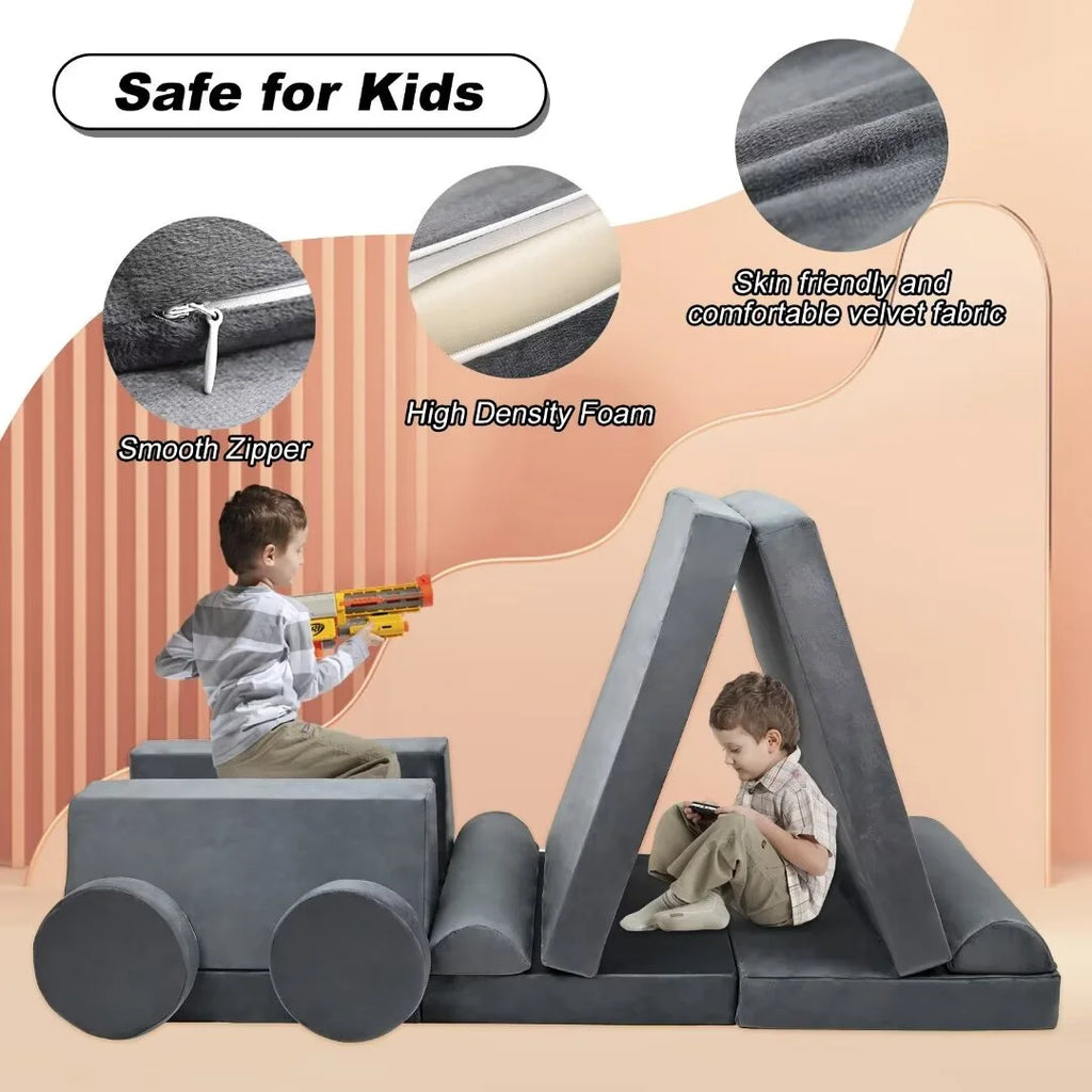 Gray 10pcs Modular Kids Couch M334