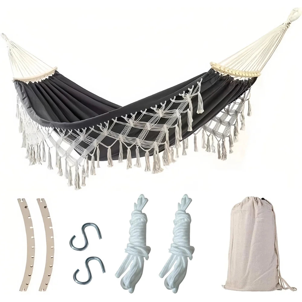 Double Macrame Hammock Swing Bed U28527