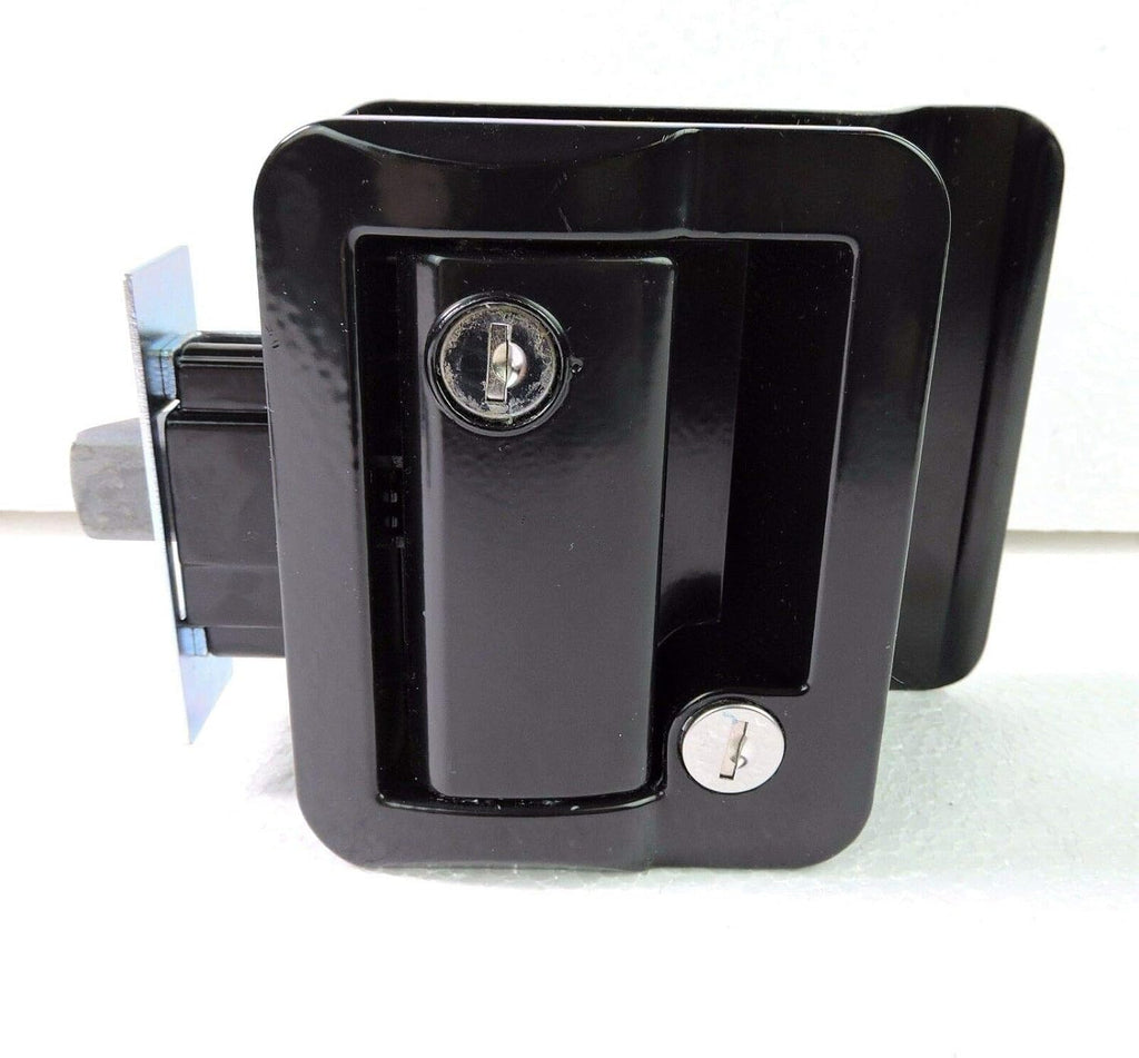 Black Paddle Entry Door Lock Handle Deadbolt with 2 Keys, Pack of 2 J98605