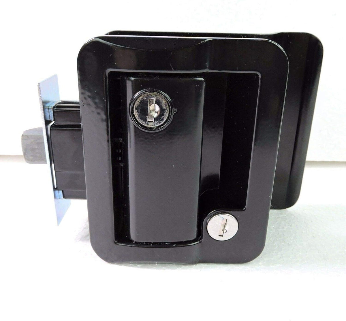 Black Paddle Entry Door Lock Handle Deadbolt with 2 Keys, Pack of 2 J98605