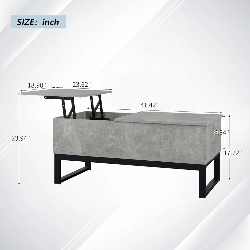 Gray Lift Top Coffee Table with Hidden Compartment E47879