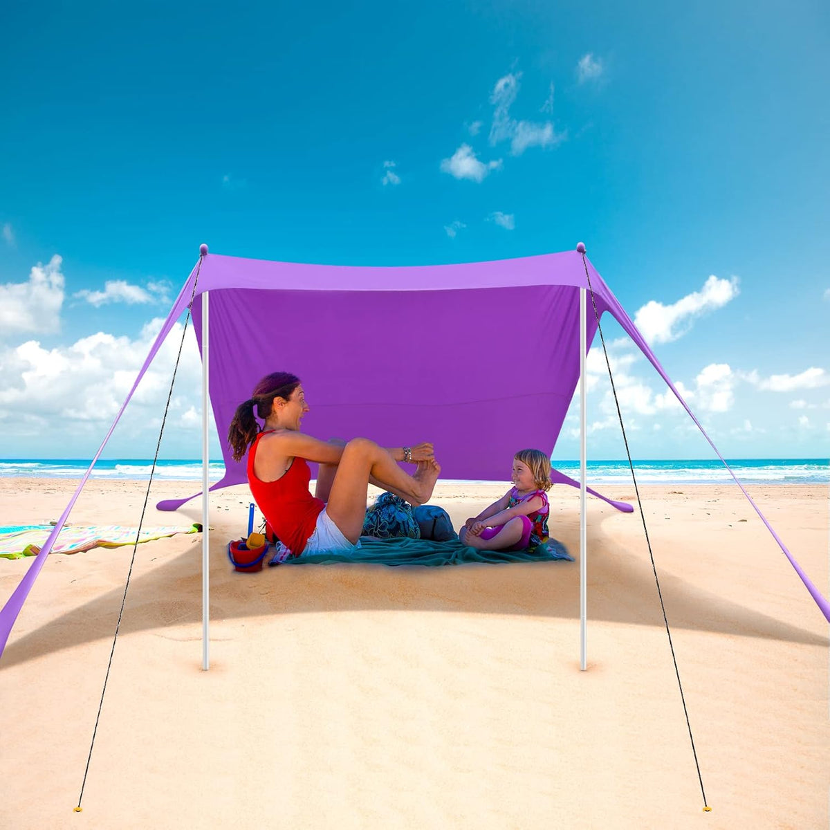 Pop Up Beach Tent Sun Shelter with Storage Bag F58280