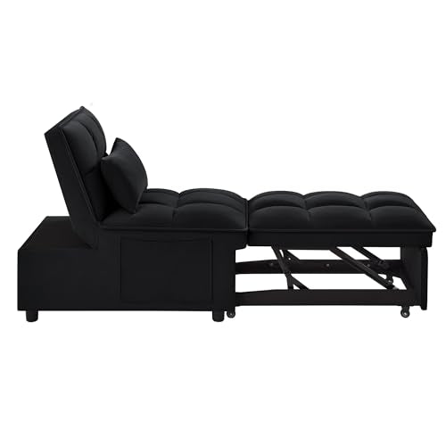 Velvet Single Sofa Bed with Storage Pockets and 2 Pillows M627897