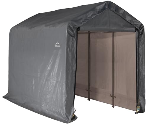 10' x 10' Steel Round Roof Outdoor Storage Shed with Waterproof Cover, grey N519