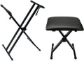 Heavy-Duty Double-X Adjustable Piano Keyboard Stand and Classic Piano Bench C463