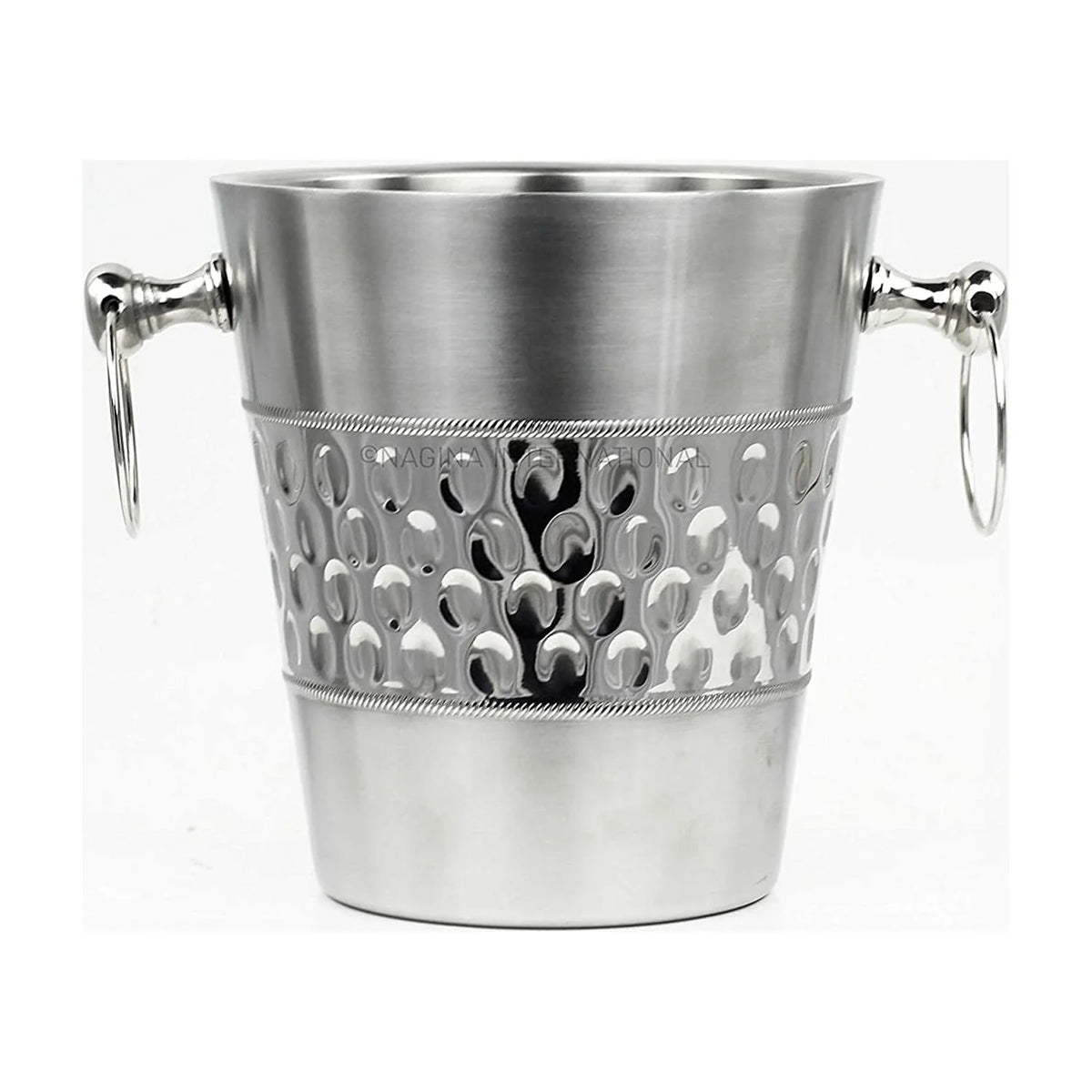 Hammered Brushed Nickel Plated Wine & Ice Bucket with Steel Stand L75996