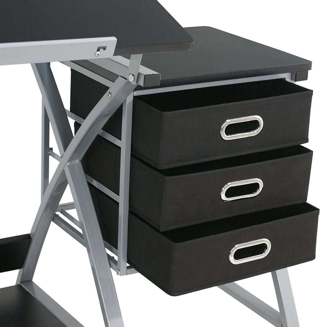 Height Adjustable Art Desk with 3 Storage Drawers U712