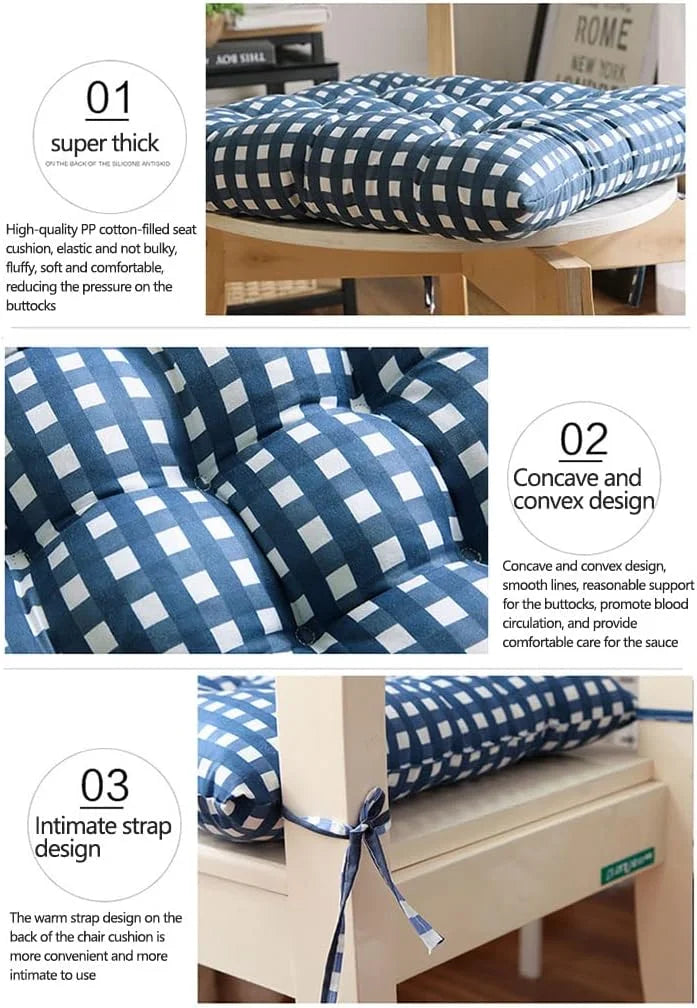 4 Pack Square Non-Slip Thicken Seat Cushion Pads with Ties M58975