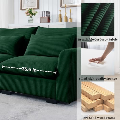 Corduroy L Shaped Modular Sofa with Storage Ottoman D1374