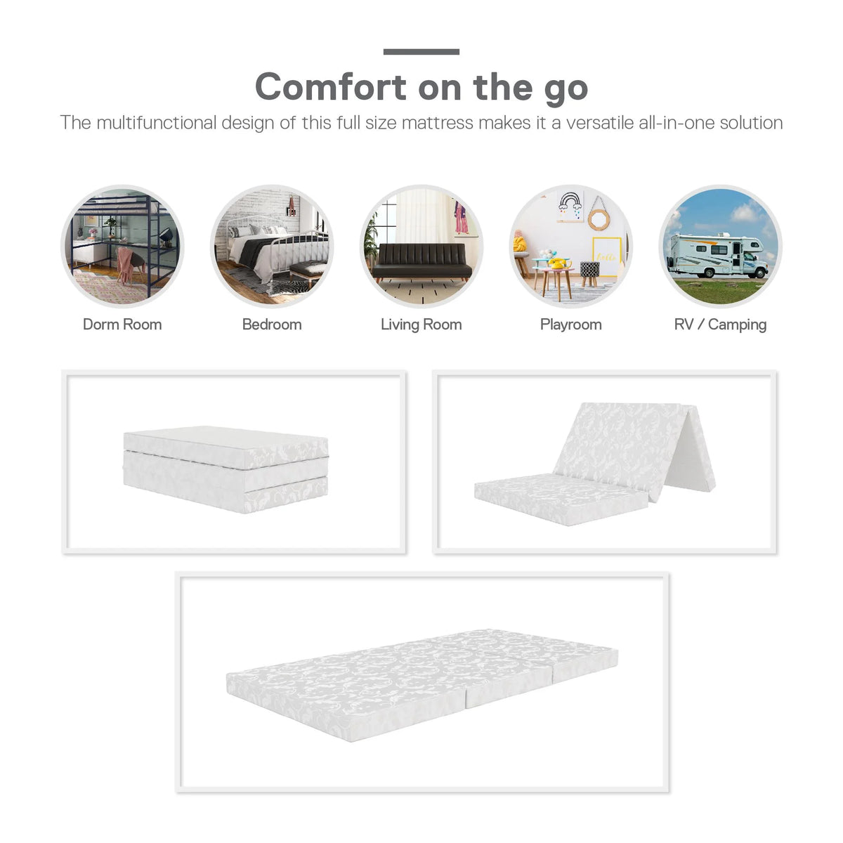 4-Inch Tri Folding Mattress with Carry Bag, Twin Size A197