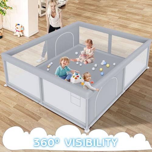 Large Baby Playpen 79x79 Inch Extra Large Kids Activity Center with Zipper Gates X7554