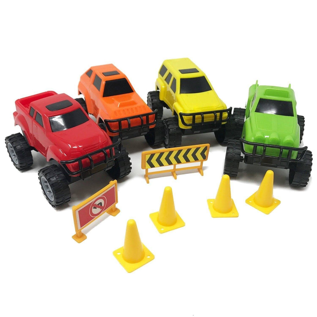 5-in-1 Truck Carrier Toy Trailer with Construction Signs U499