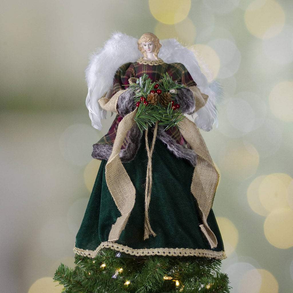 Red and Green Angel Christmas Tree Topper I4766